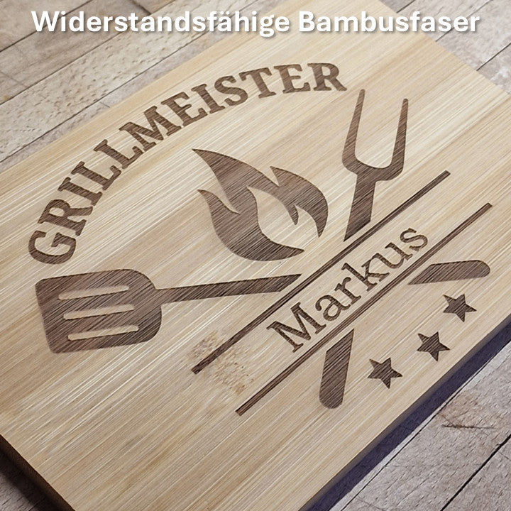 Personalisiertes Küchenbrett, Grillmeister, Schneidebrett, Frühstücksbrett, Laser graviert